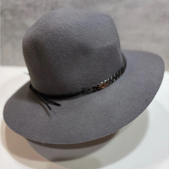 BCBGeneration Dark Grey Women’s Wool Fedora Floppy Hat - Picture 4 of 8